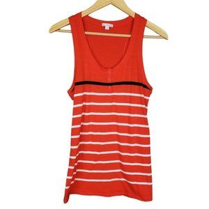 Gap Henley Button Striped Scoop Neck Red Tank Top Sleeveless Blue White Size XS